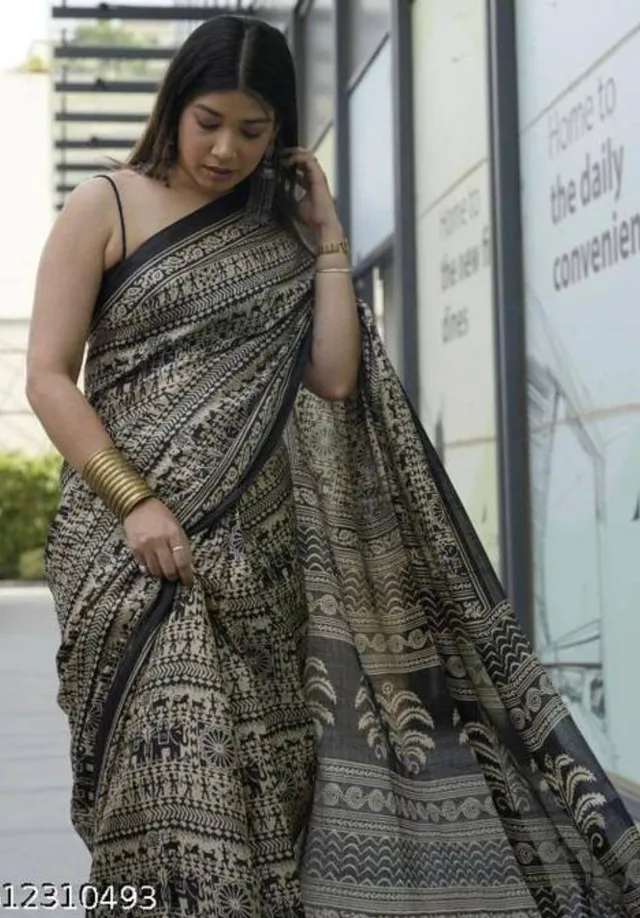 Ikkat Print Cotton Silk Saree - View 2