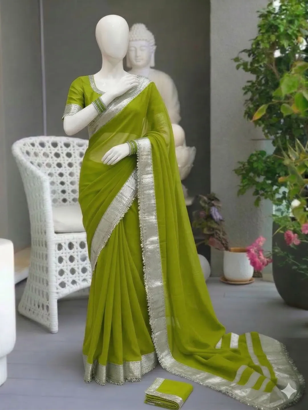Ankita Lokhande Inspired Gotta Lace Work Saree - Georgette Saree Online India - Buy at ₹750 - Image 1