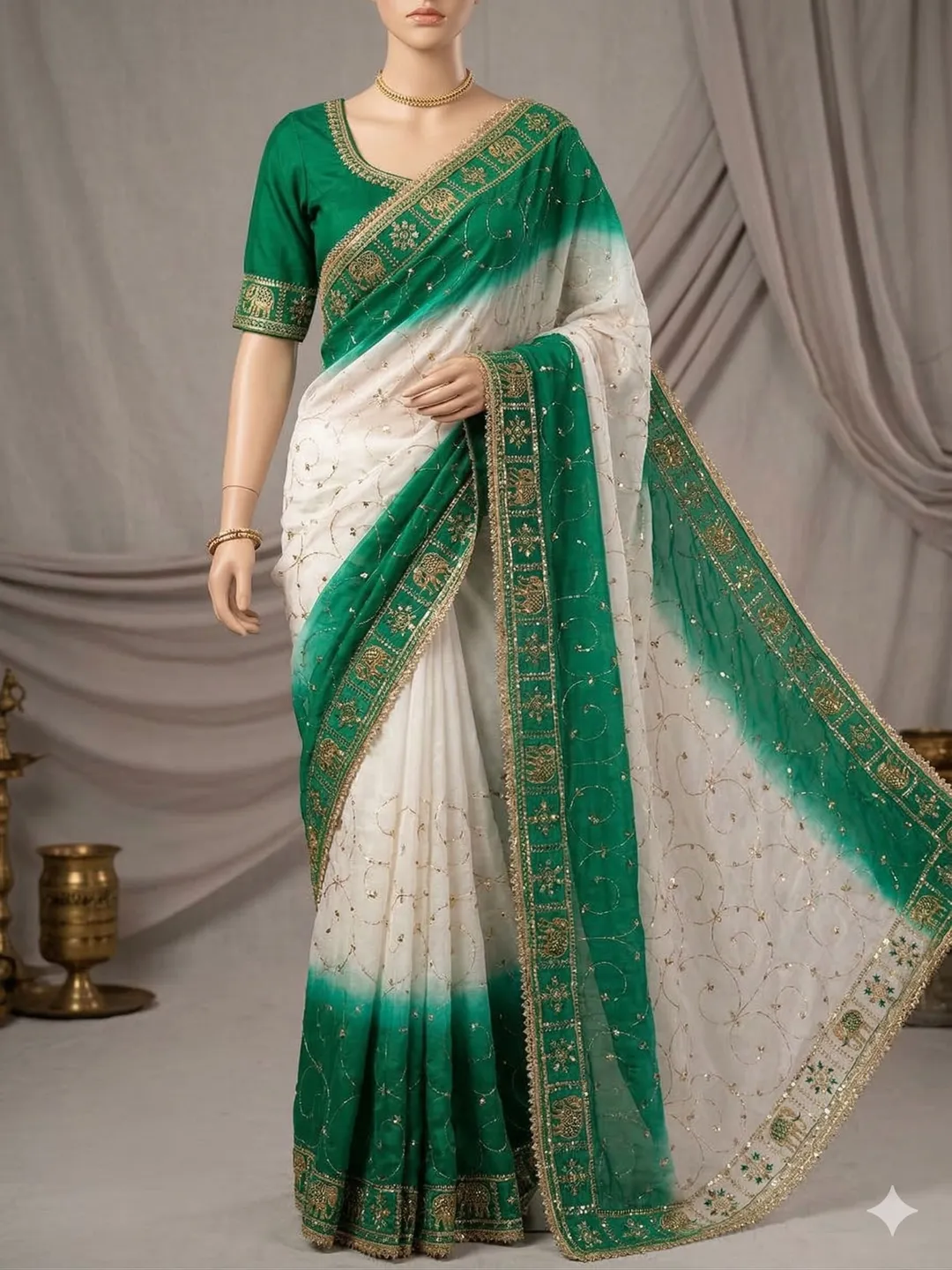Rajputi Darbari Saree - Heritage Collection - Shimmer Chiffon Saree Online India - Buy at ₹1099 - Image 1