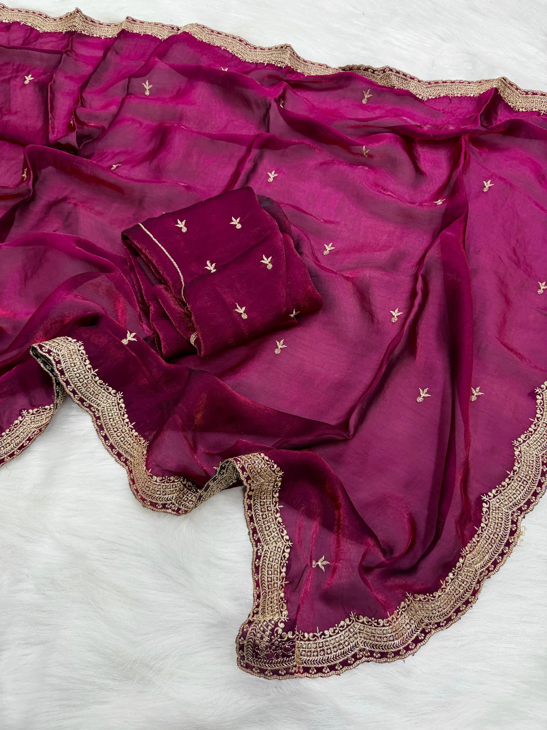 Soft Space Silk Saree with Elegant Embroidery Work - Space Silk Saree Online India - Buy at ₹1199 - Image 1
