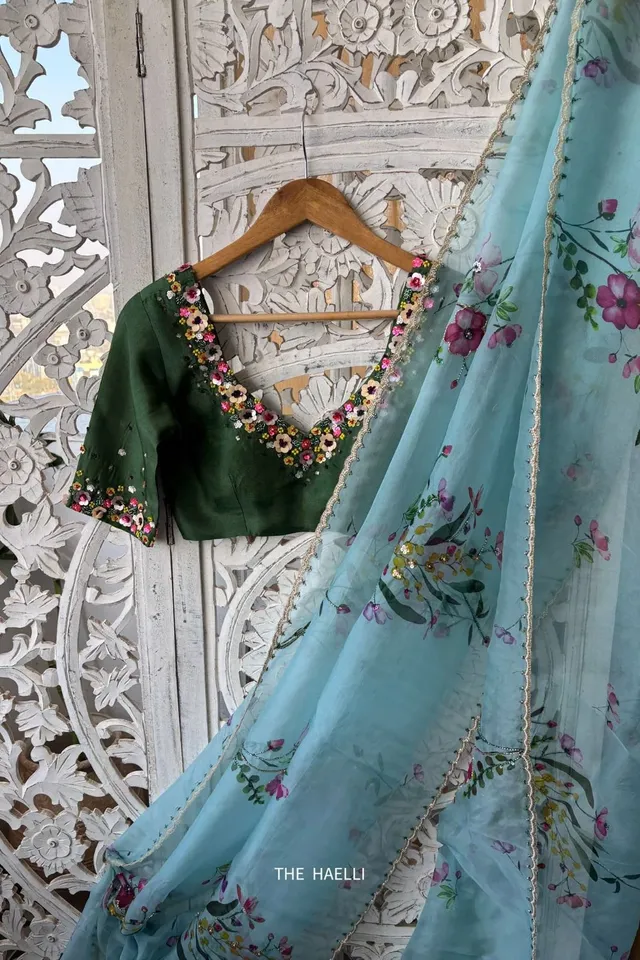 Summer Cool Celebrity Style Organza Saree – Designer Handwork Collection