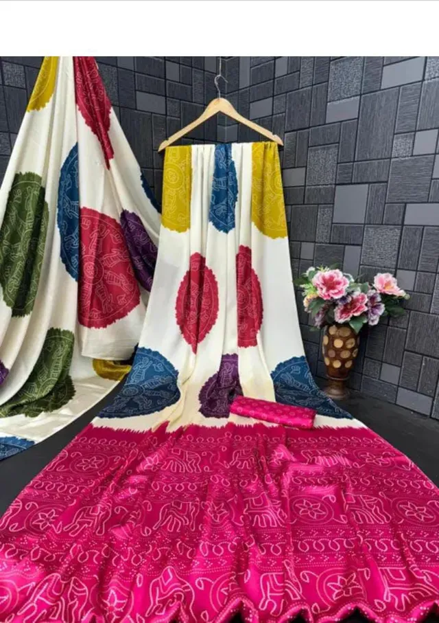 Ajrakh Gajji Bandhej Silk Saree – Budget Special Collection