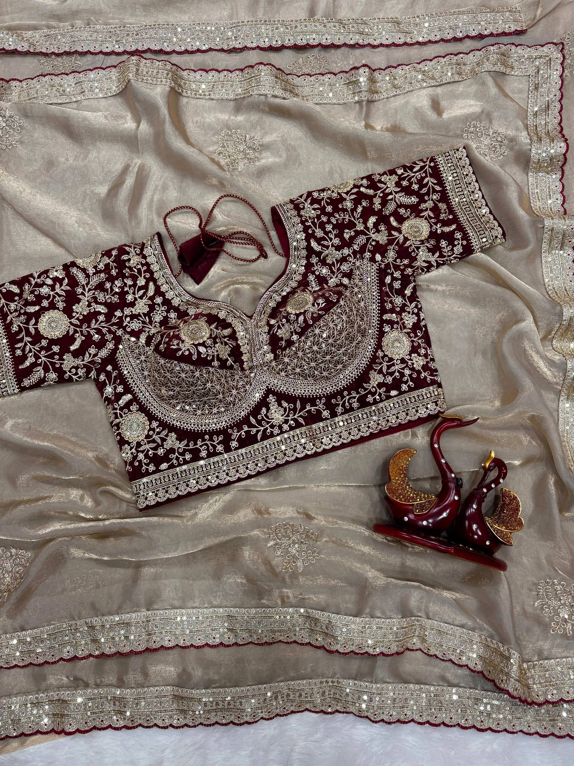 Premium Designer Satin Saree with Embroidered Corset Blouse – Trending Collection - View 2