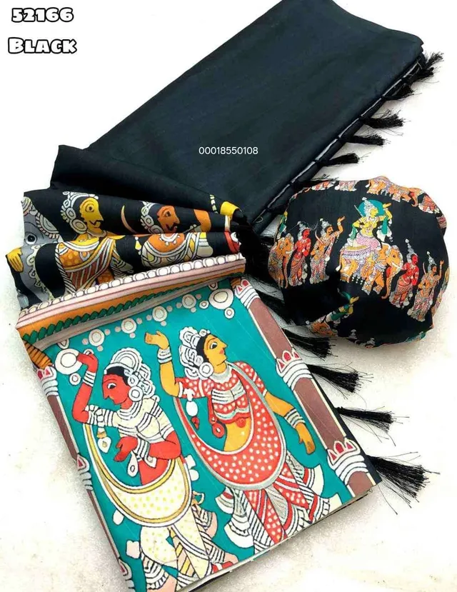 Handloom Tussar Silk Kalamkari Digital Print Saree – Artistic Collection - View 3