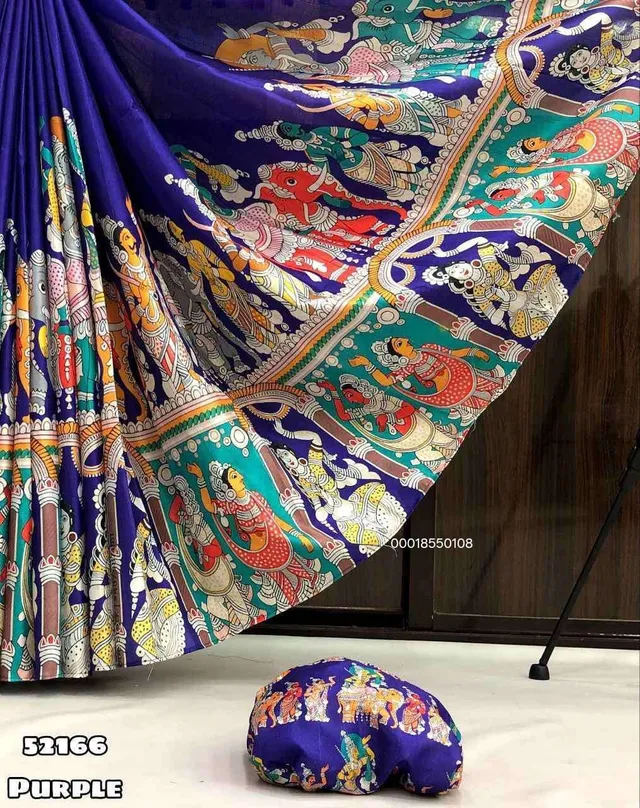 Handloom Tussar Silk Kalamkari Digital Print Saree – Artistic Collection