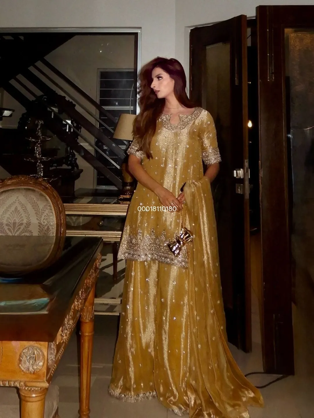 GMY Silk Kurti & Plazzo Set with Sequins & Zari Embroidery