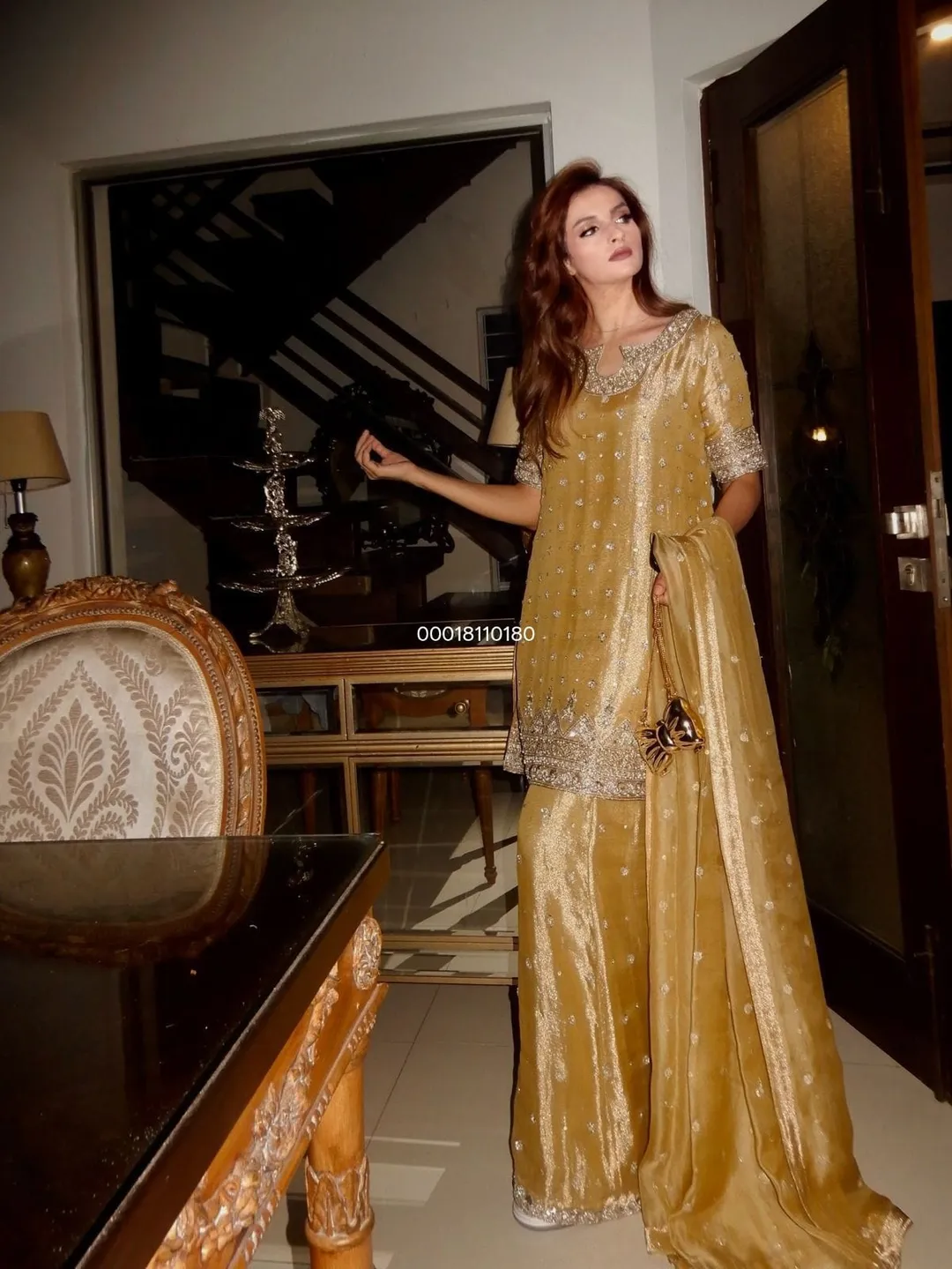 GMY Silk Kurti & Plazzo Set with Sequins & Zari Embroidery - View 4