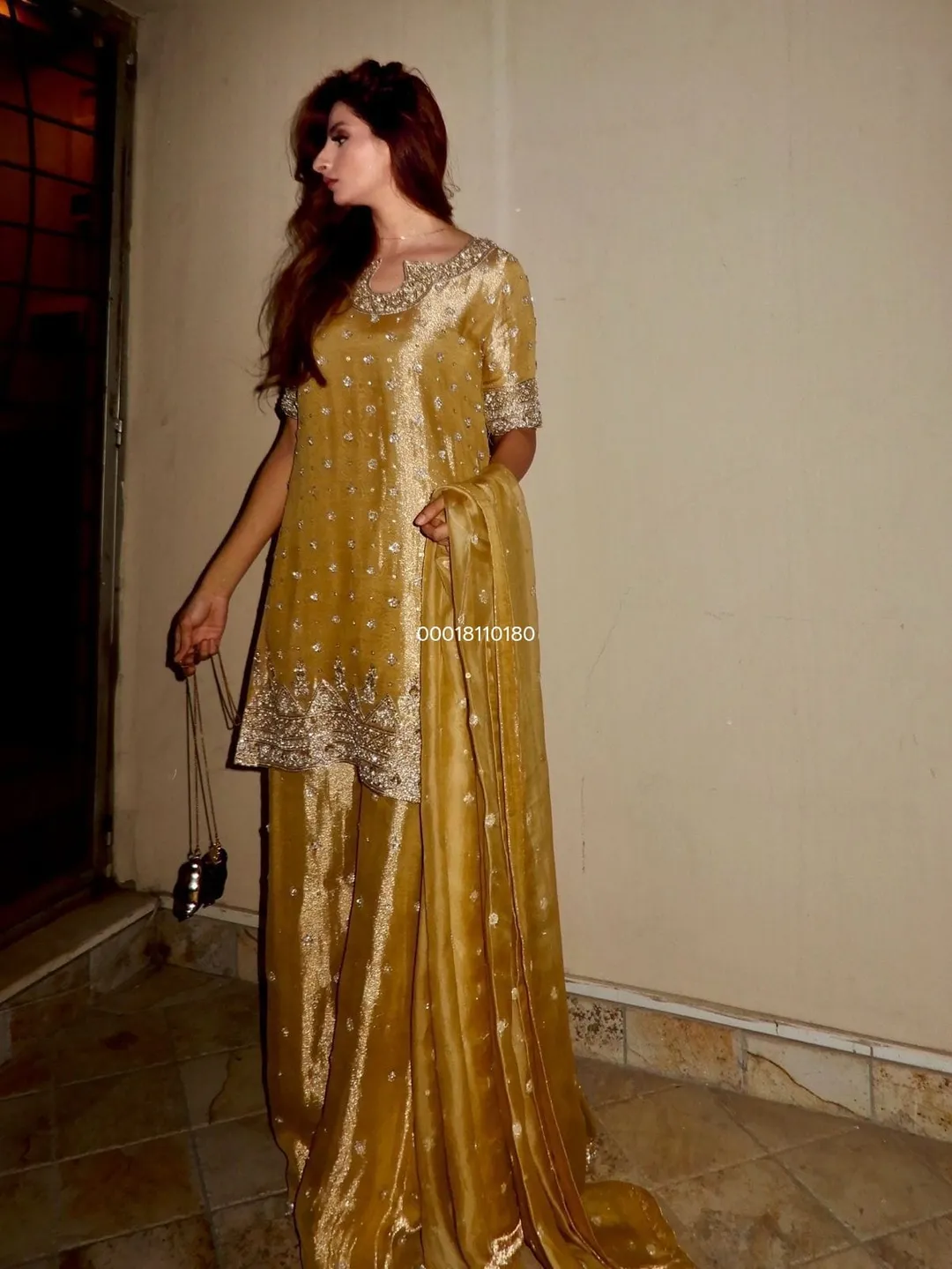 GMY Silk Kurti & Plazzo Set with Sequins & Zari Embroidery - View 5