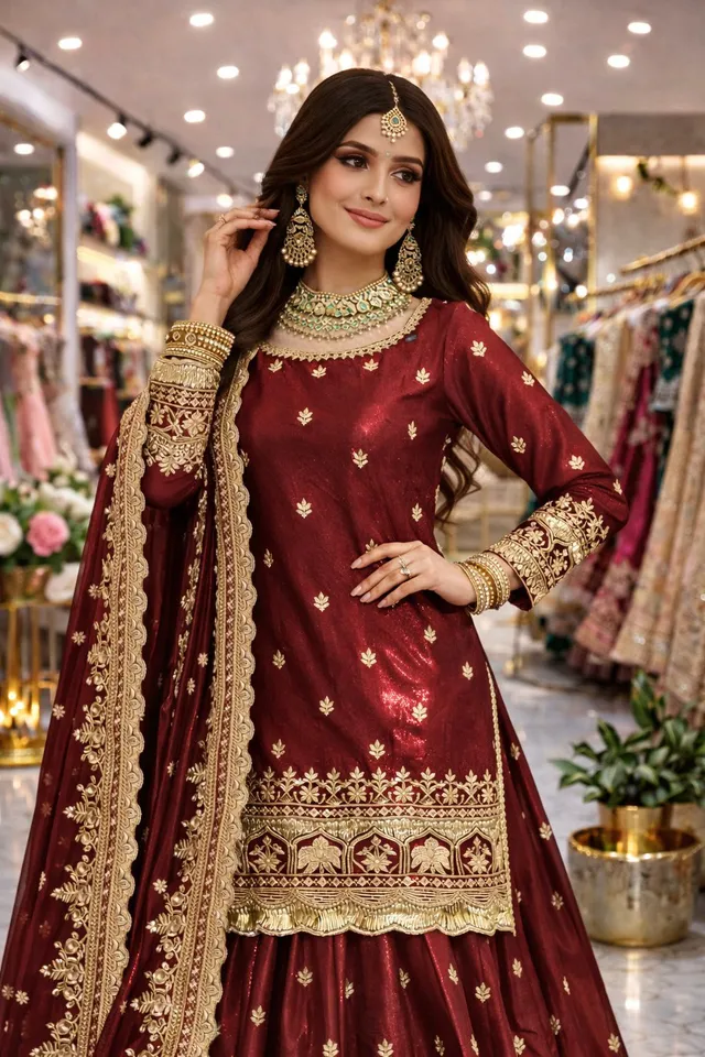 Designer Fandy Silk Lehenga Set with Sequins Embroidery – Party Wear Collection - View 2