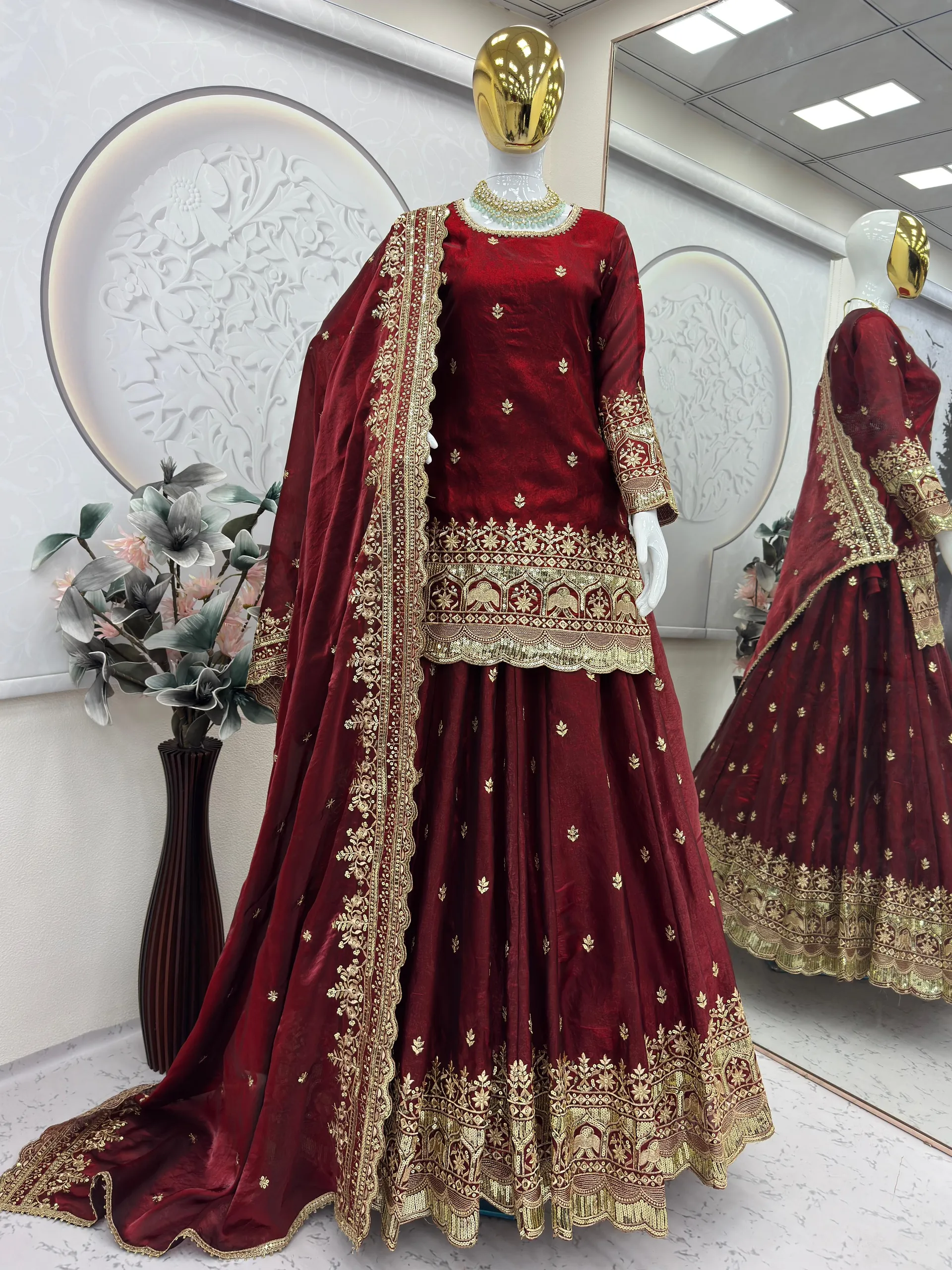 Designer Fandy Silk Lehenga Set with Sequins Embroidery – Party Wear Collection - View 3