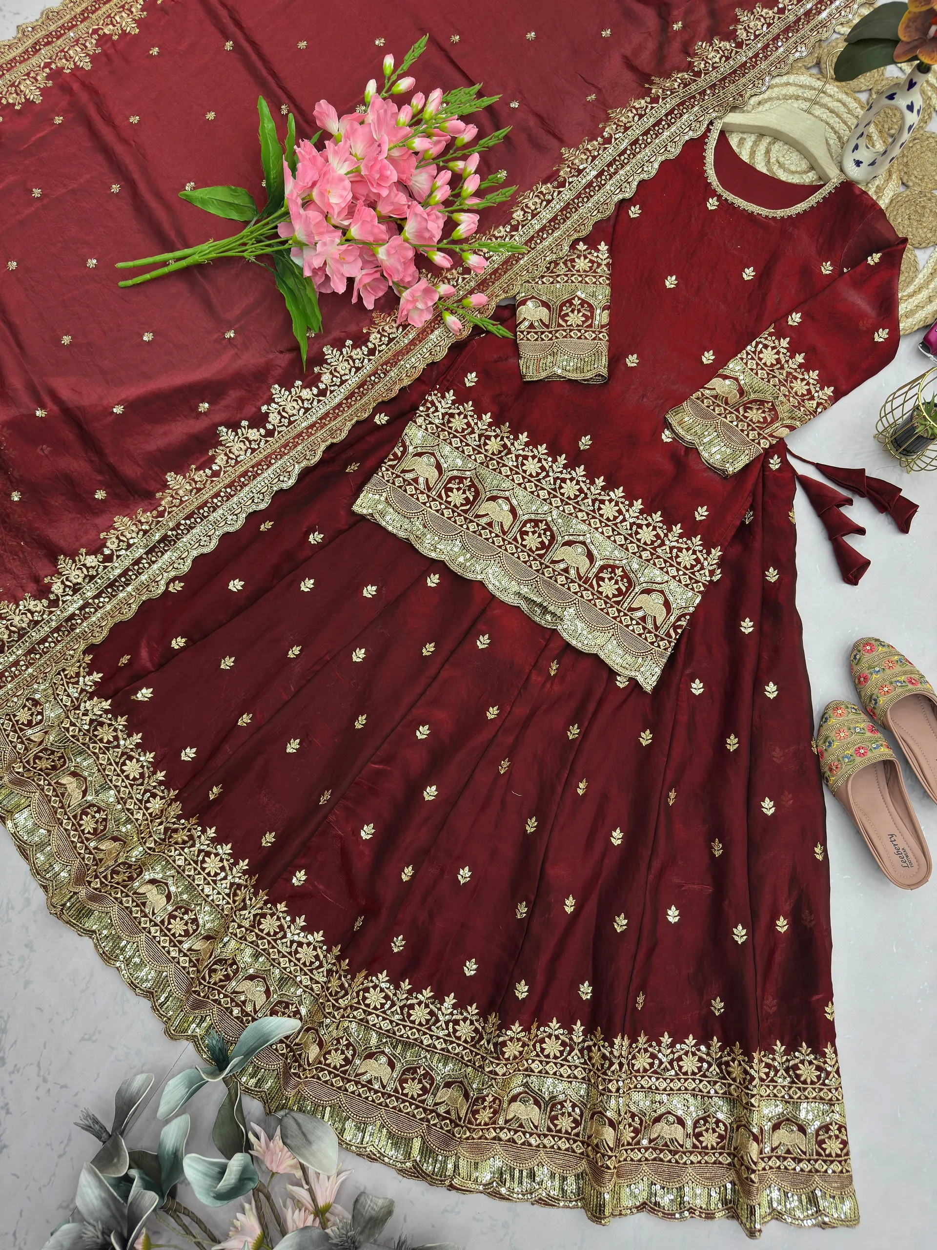 Designer Fandy Silk Lehenga Set with Sequins Embroidery – Party Wear Collection - View 6