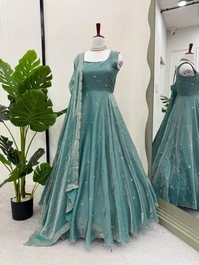 Fandy Silk Gown Set with Sequins Work – 5000 Series Premium Collection