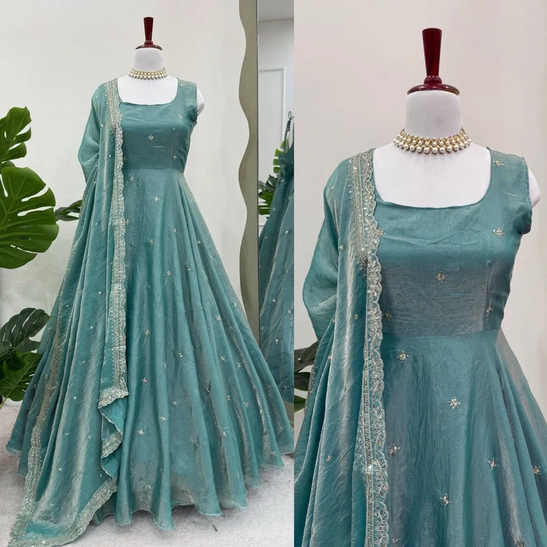 Fandy Silk Gown Set with Sequins Work – 5000 Series Premium Collection - View 2