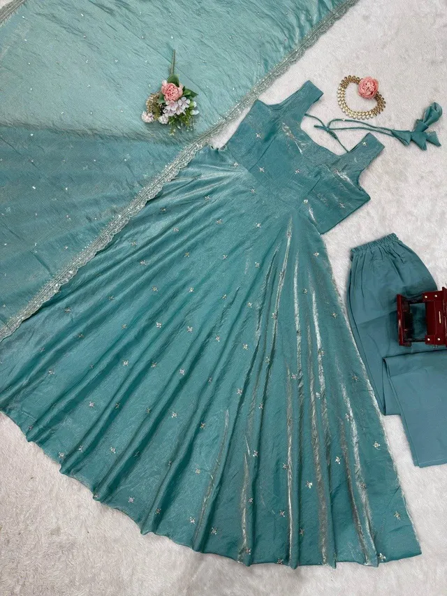 Fandy Silk Gown Set with Sequins Work – 5000 Series Premium Collection - View 5