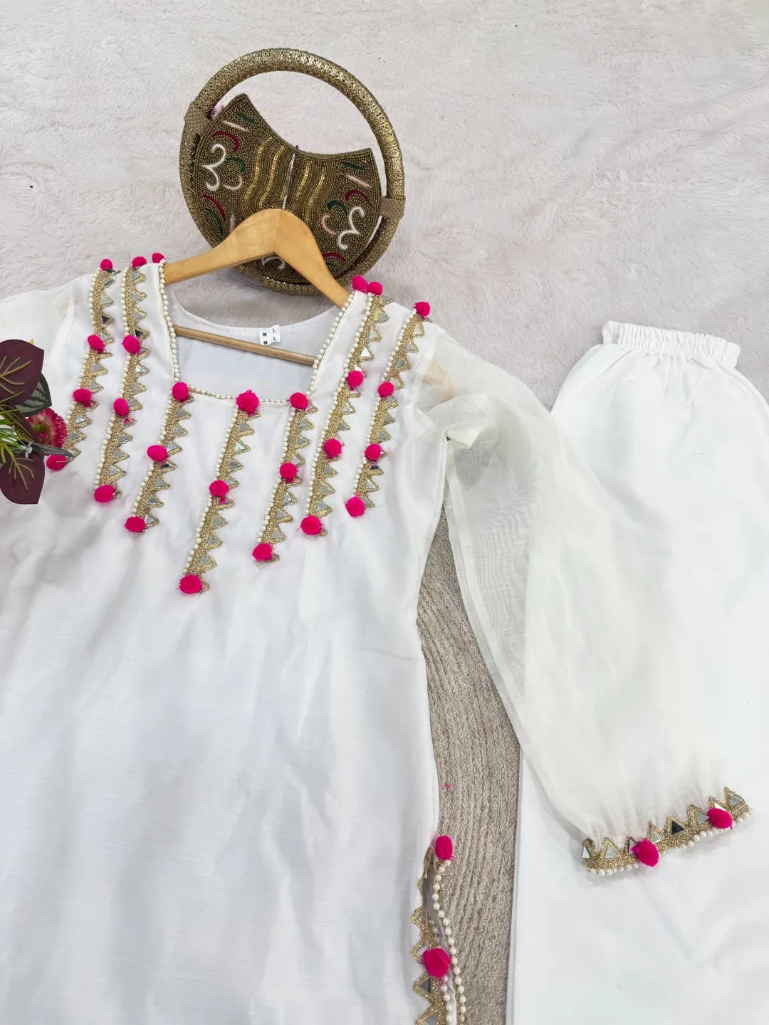 Designer Chanderi 2-Piece Suit by Kalikar – Mirror & Lace Work Collection - View 4