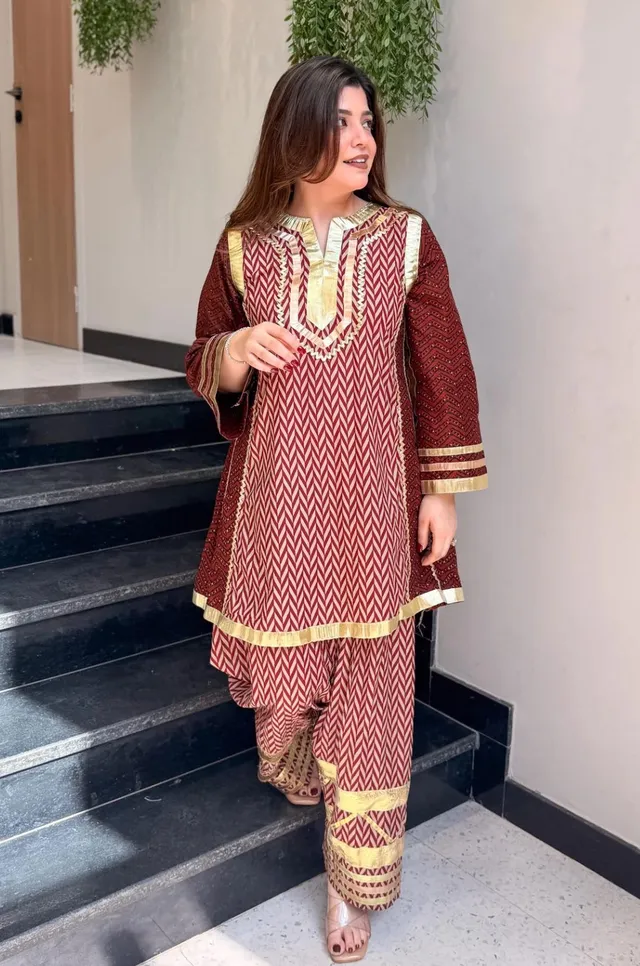 Gulabo 2 – Designer Maslin 2-Piece Suit by Kalikar - View 2