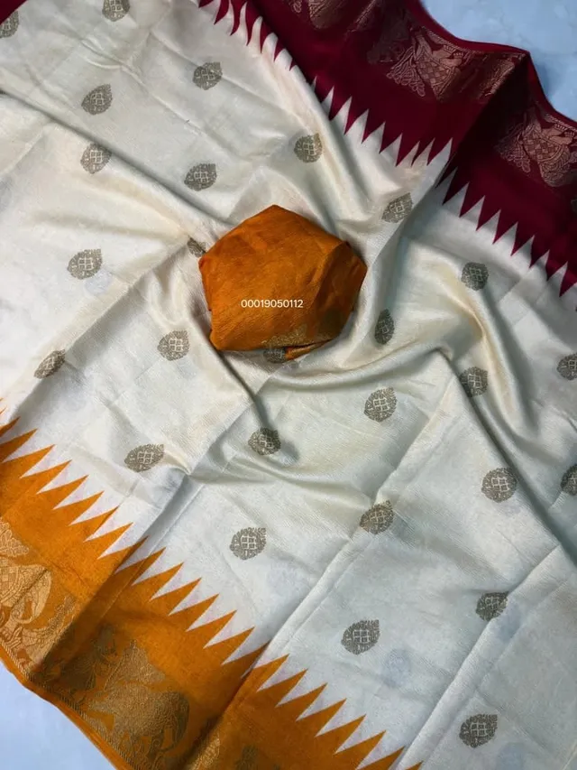 Pure Dola Silk Crepe Crush Saree with Floral Design - View 5