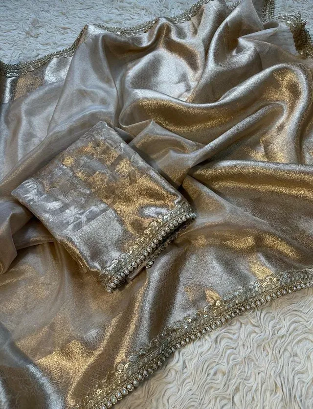 Celebrity Inspired Banarasi Glass Tissue Silk Saree – Luxury Collection - Second View