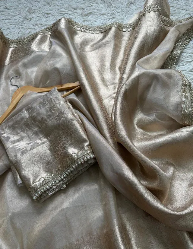 Celebrity Inspired Banarasi Glass Tissue Silk Saree – Luxury Collection - View 4