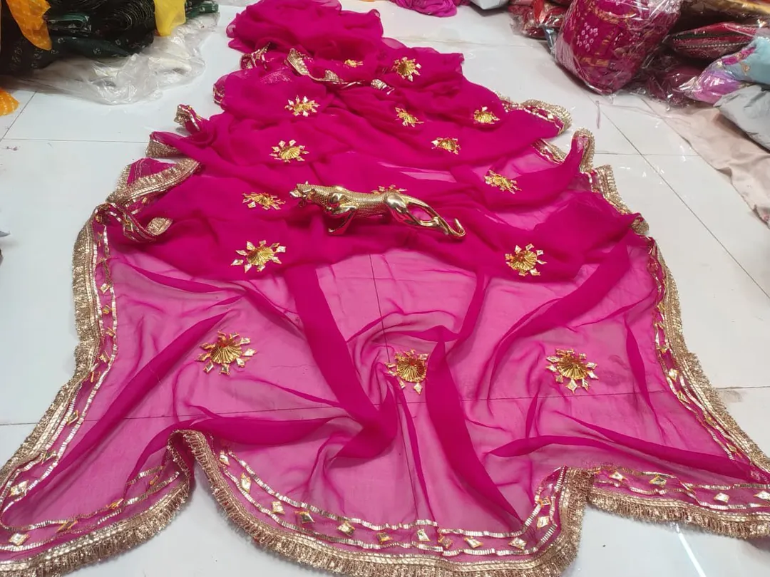 30x30 Georgette Saree with Gota Border – Special Collection - View 2
