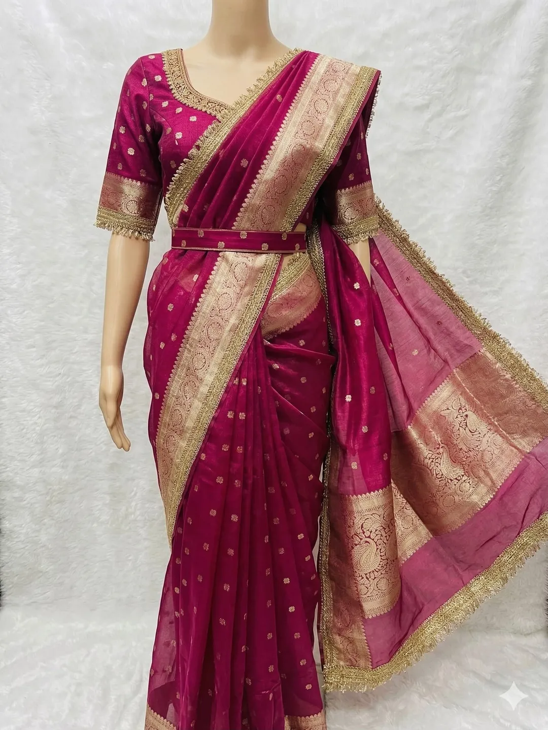 Banarasi Maharani Tissue Silk Saree – Royal Pink Collection