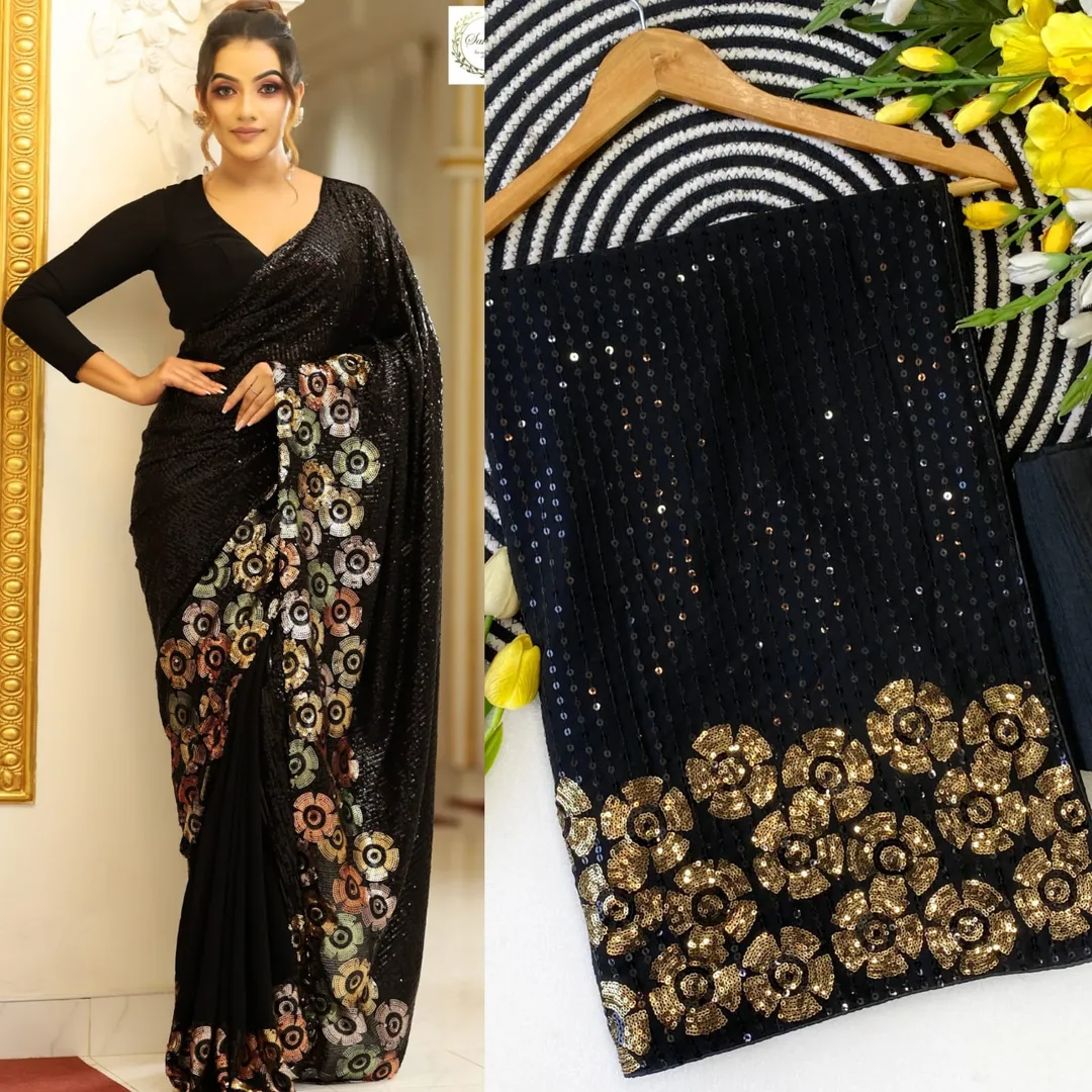 Bollywood Blockbuster Sequins Saree – Special Edition Collection - Georgette Saree Online India - Buy at ₹1400 - Image 1
