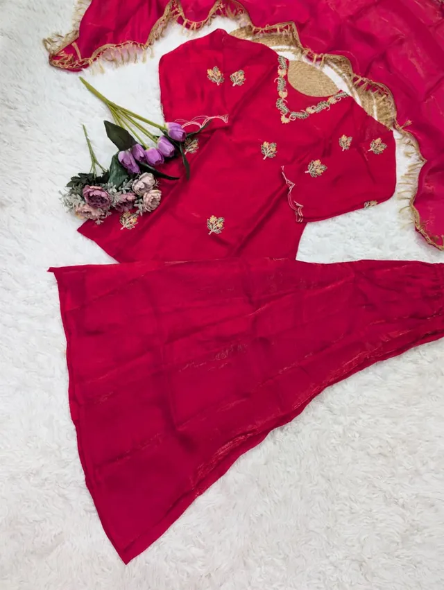 Chelsy – Pure Frendy Silk Sharara Set with Sequins Embroidery - View 5