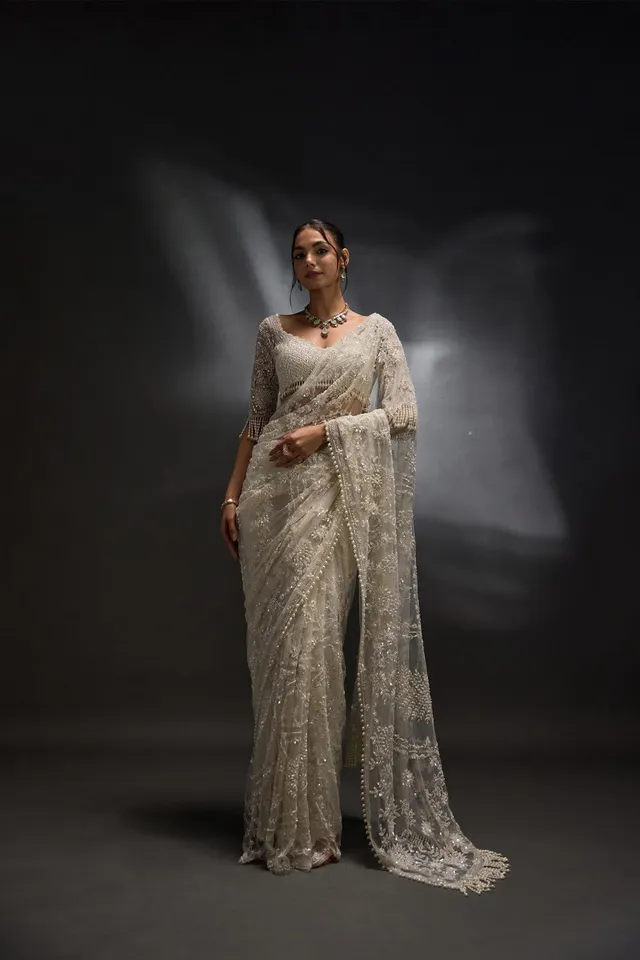 Bollywood Blockbuster Mono Net Sequins Saree – Trending Glam Collection - Heavy Quality Mono Net Saree Online India - Buy at ₹1499 - Image 1