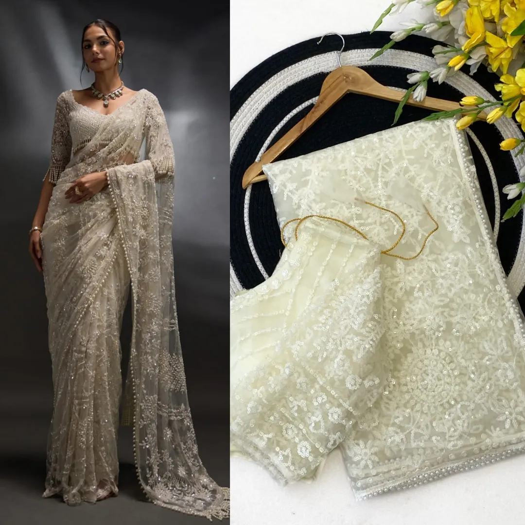 Bollywood Blockbuster Mono Net Sequins Saree – Trending Glam Collection - View 5