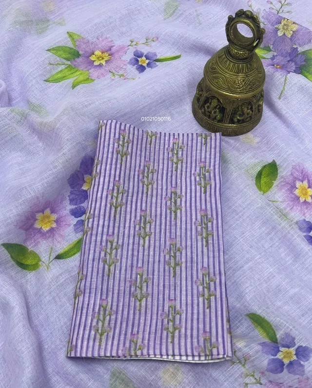 Elegant Linen Saree with Digital Print - View 3