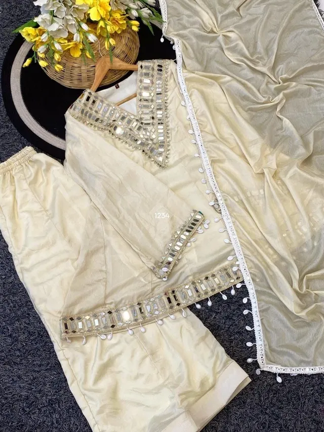 New Premium Launch – Mirror Work Palazzo Set - View 4