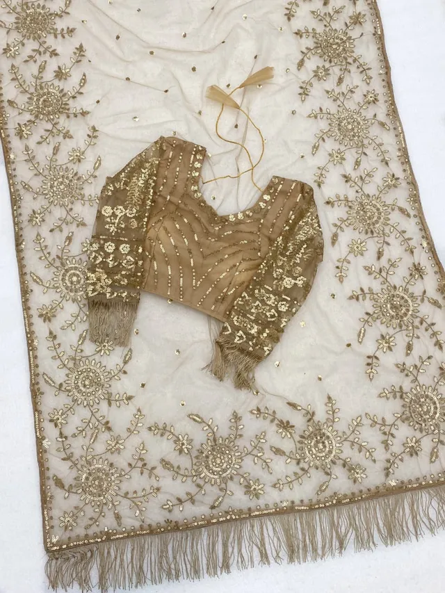 New Trending Bollywood Blockbuster Sequins Saree - View 3