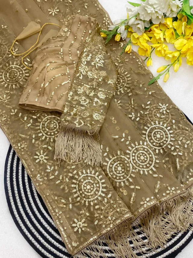 New Trending Bollywood Blockbuster Sequins Saree - View 4