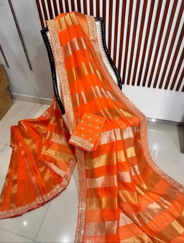 Wedding Special – Georgette Tissue Silk Saree - View 2