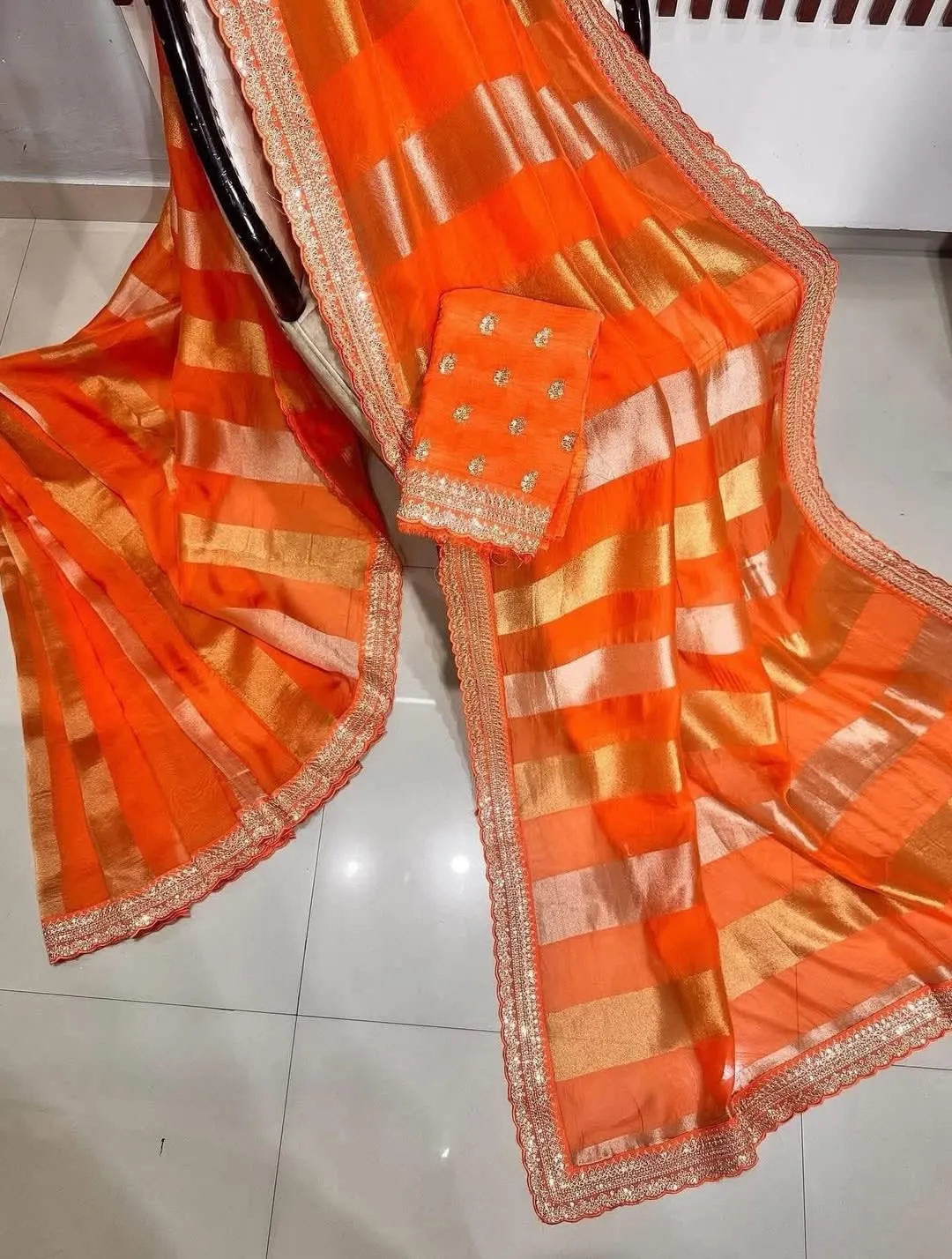 Wedding Special – Georgette Tissue Silk Saree - View 4