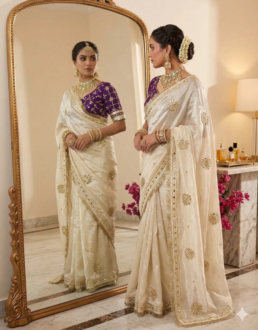 New Premium Launch – Aangi Blouse Chinon Saree