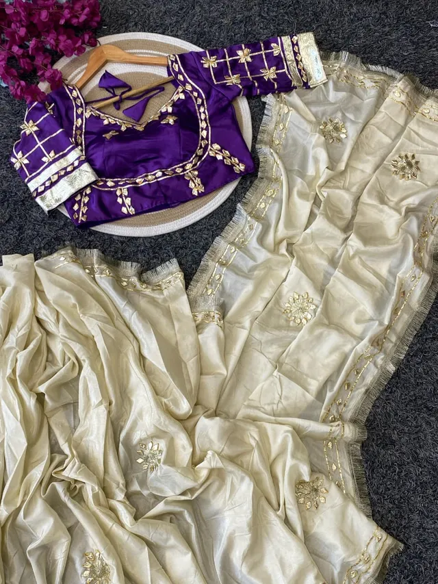 New Premium Launch – Aangi Blouse Chinon Saree - View 2