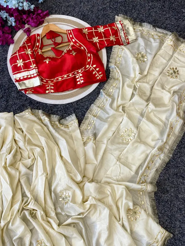 New Premium Launch – Aangi Blouse Chinon Saree - View 2