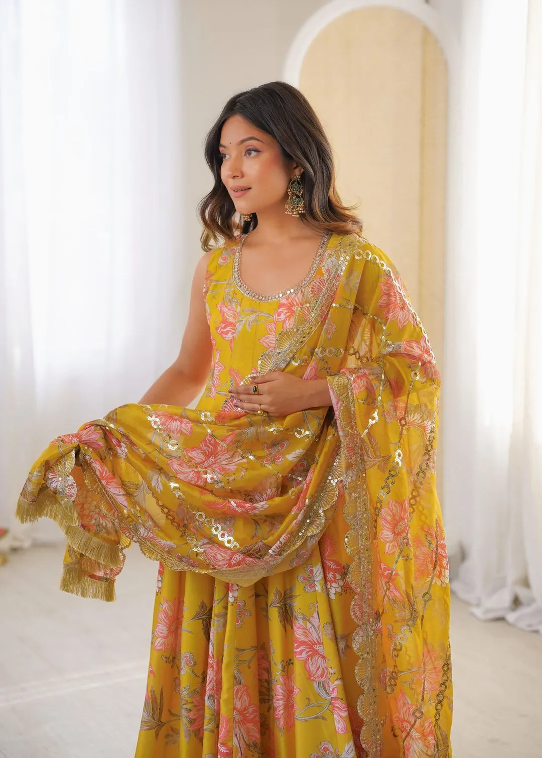 New Floral Print Straight Kali Cut Anarkali Suit - View 3