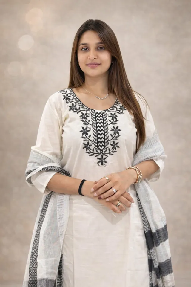 Elegant Straight Kurti Pant Dupatta Set - View 5