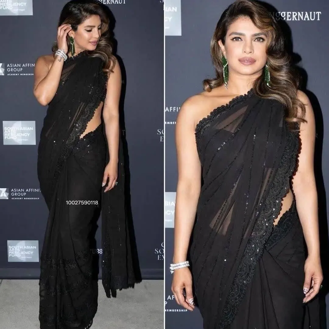 Bollywood Designer black Saree - Georgette Saree Online India - Buy at ₹1699 - Image 1