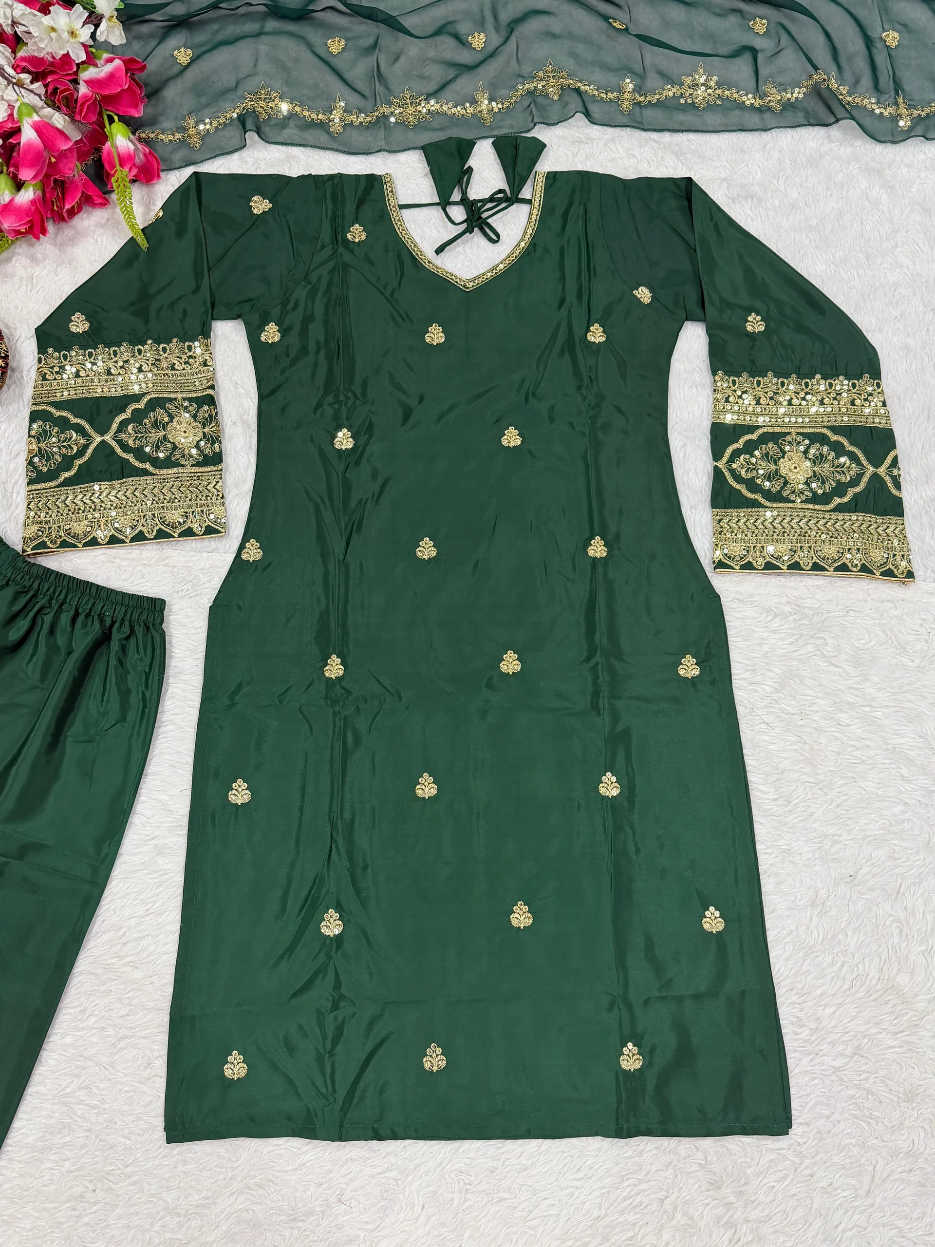 DN-3085 | Designer Party Wear Top, Pant & Dupatta Set - View 6