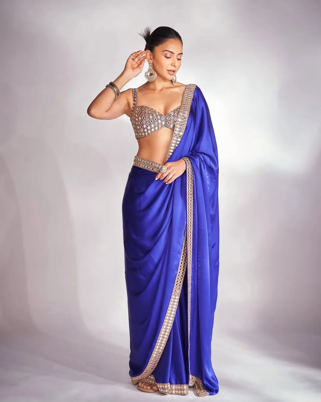 New Trending Collection – Mirror Work Satin Silk Saree