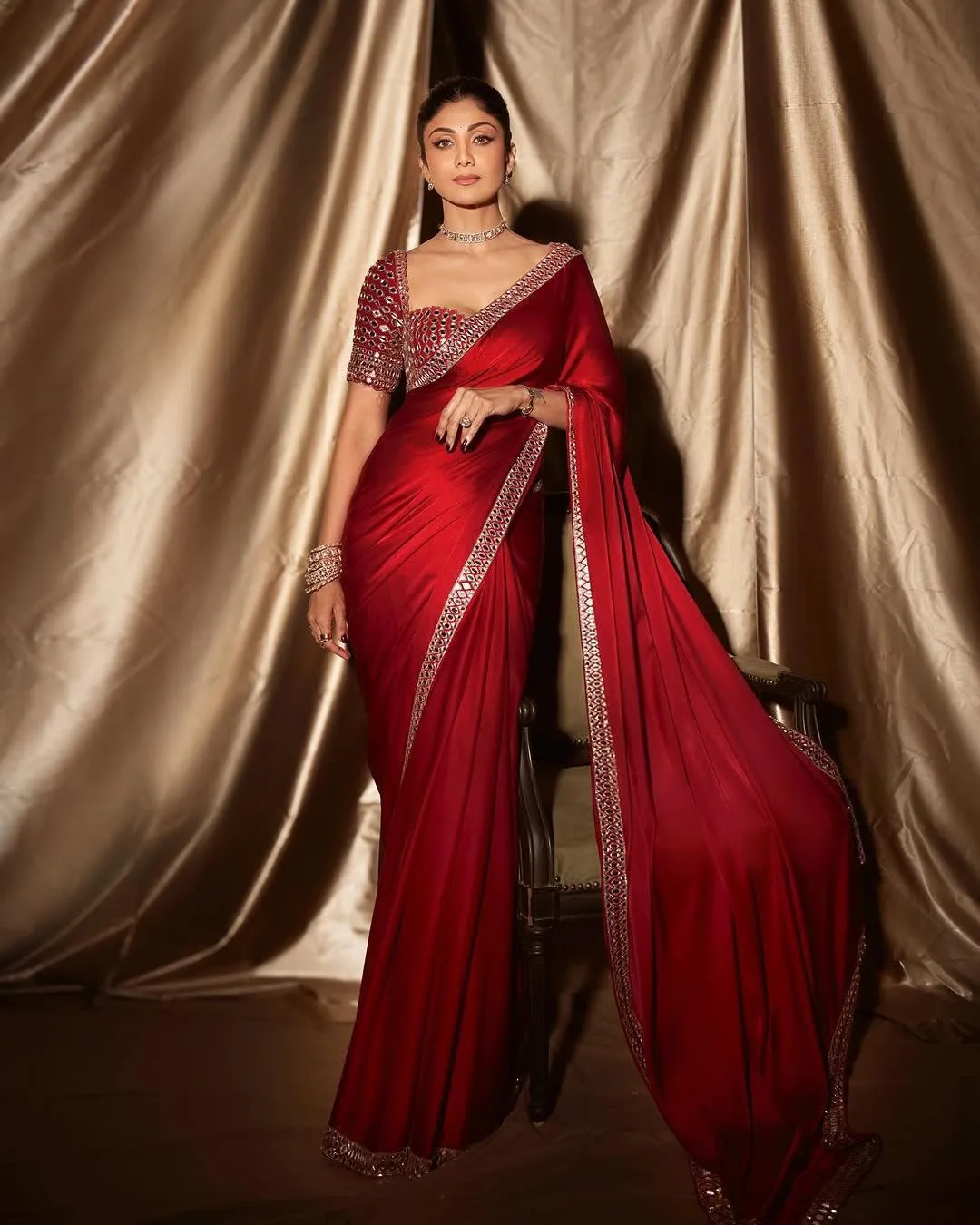 New Trending Collection – Mirror Work Satin Silk Saree - Satin Silk Saree Online India - Buy at ₹1699 - Image 1