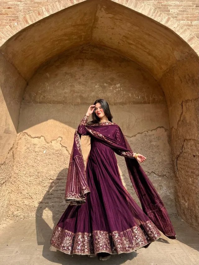 Designer Gown with Pant Set – Elegant Ethnic Wear - View 2