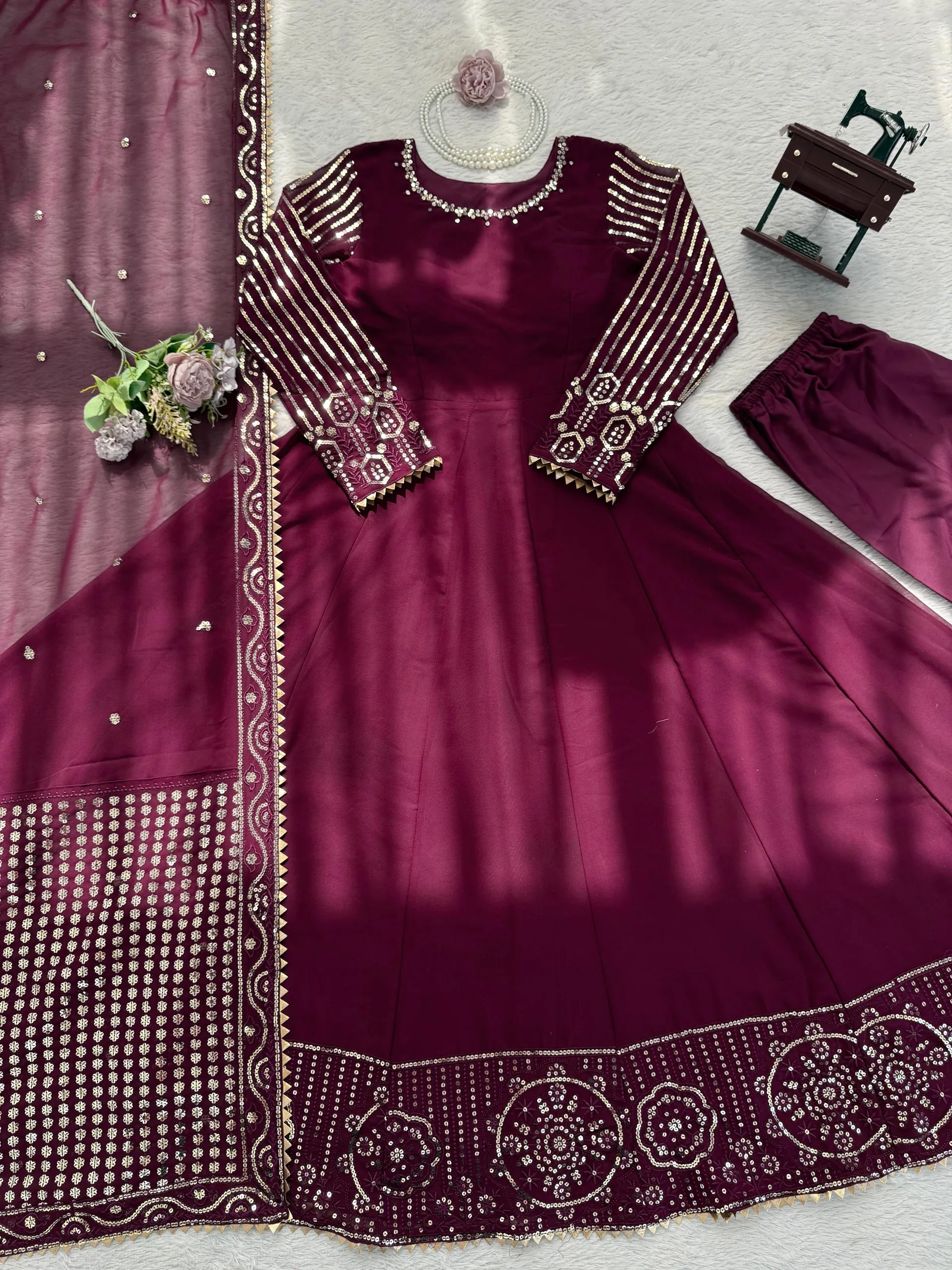 Designer Gown with Pant Set – Elegant Ethnic Wear - View 4