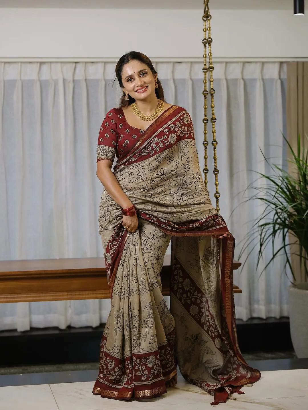 New Designer Kalamkari Marshmallow Saree Collection