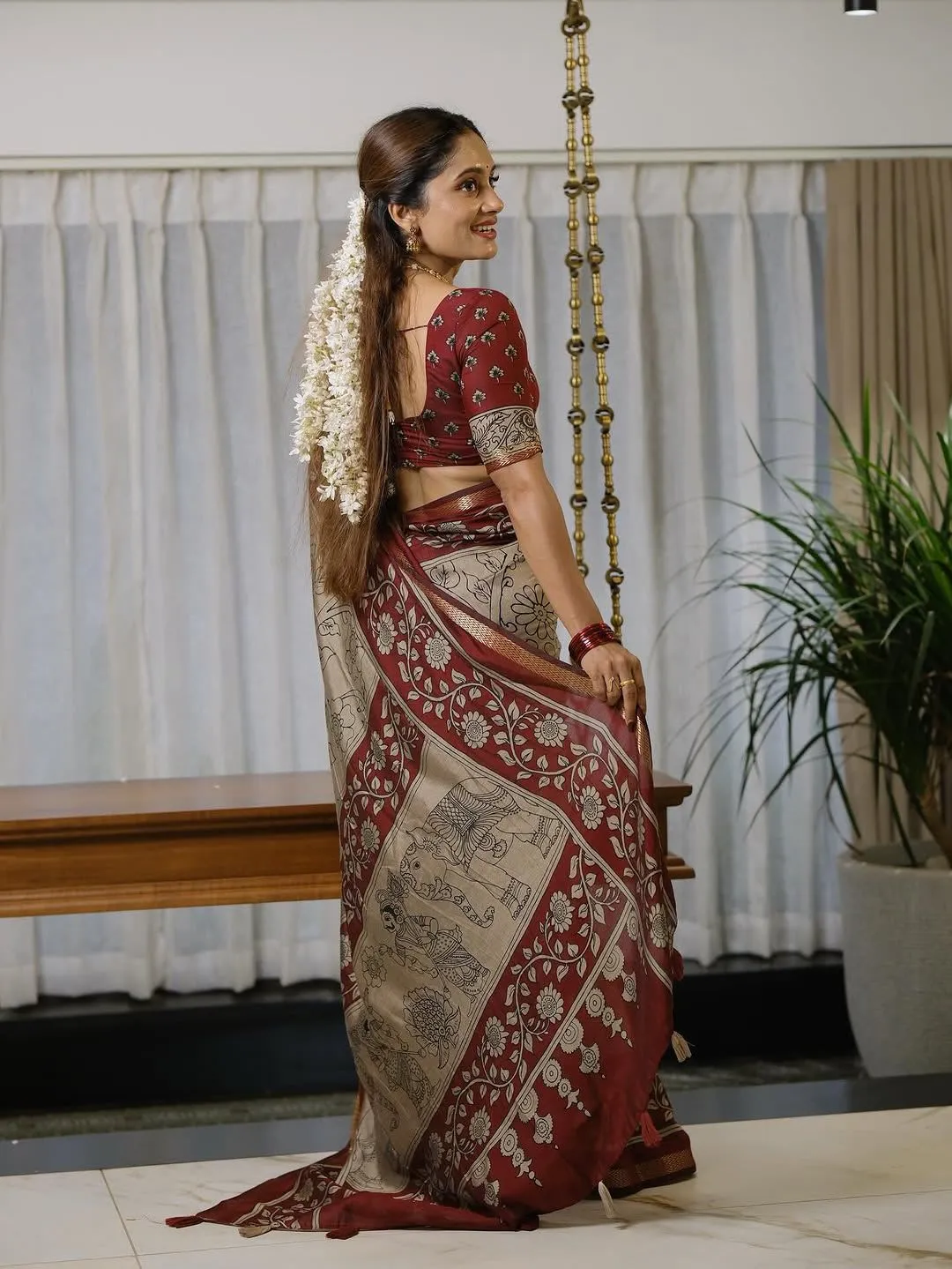 New Designer Kalamkari Marshmallow Saree Collection - Second View