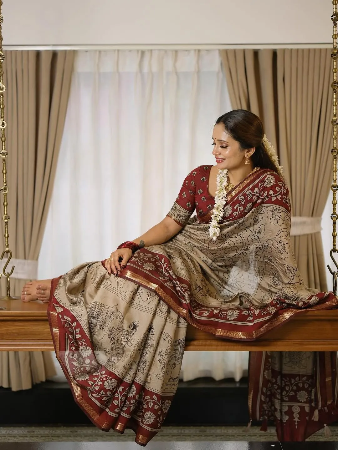 New Designer Kalamkari Marshmallow Saree Collection - View 4