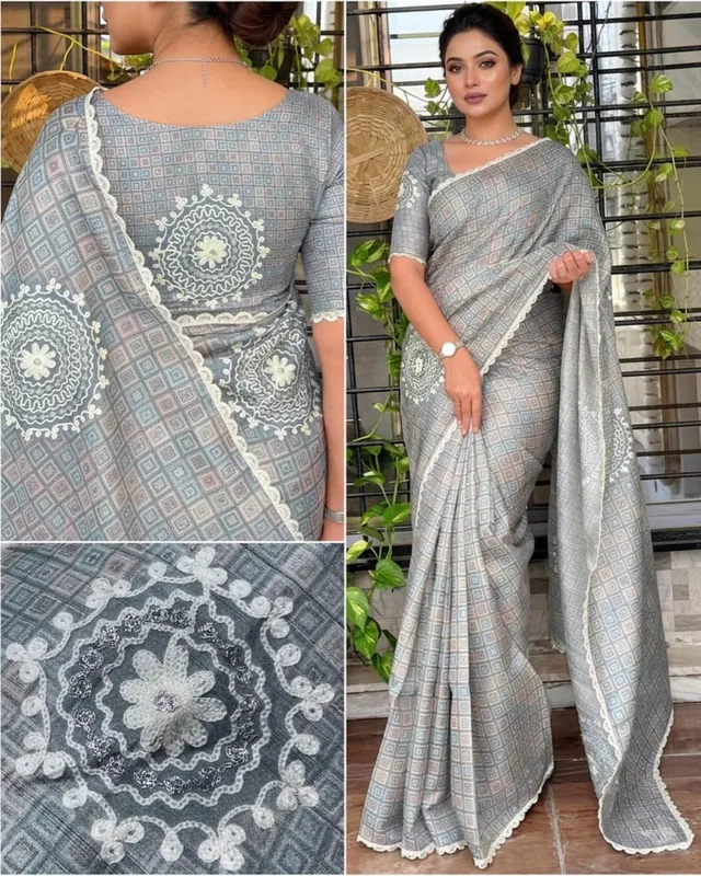 DESIGN – Nargis 🌺 | Tusser Linen Elegance Collection